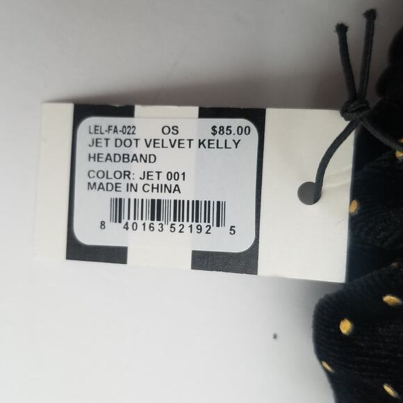 Lele Sadoughi Jet Black Gold Dots Velvet Kelly Comfort Headband New - Picture 11 of 14